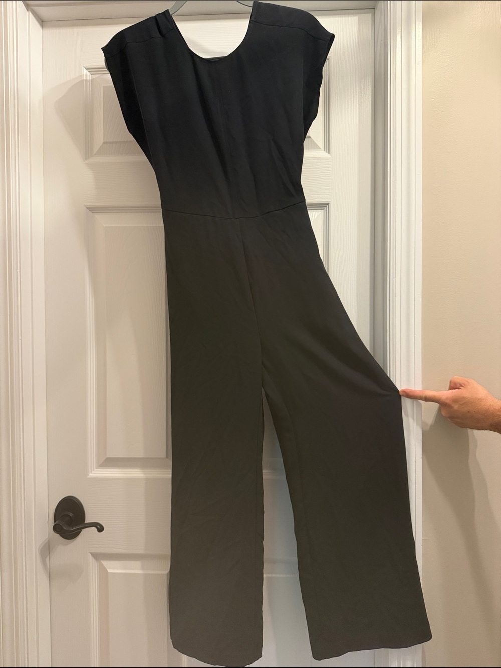 LOFT Black Cap-Sleeve Wide-Leg Jumpsuit